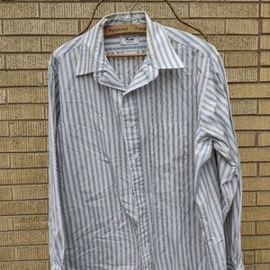 Men's shirt 17 34 blue white stripes 1980 vintage